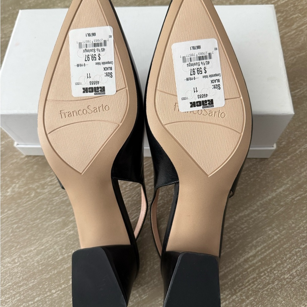 Franco Sarto Black Leather Slingback Heels - Picture 4 of 4
